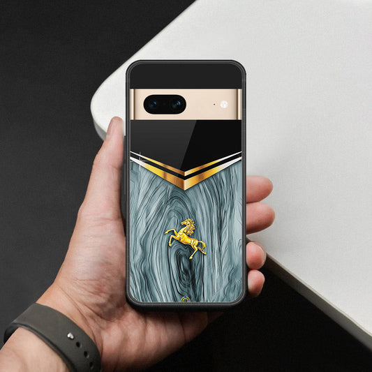 Google Pixel 7 Cover - Majestic Royal V Design - HQ Ultra Shine Premium Infinity Glass Soft Silicon Borders Case