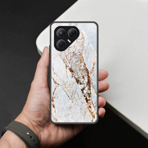 Tecno Pova 7 4G- White Marble Series -HQ Ultra Shine Premium Infinity Glass Soft Silicon Borders Case