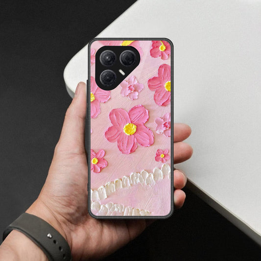 Tecno Pova 7 4G Cover - Floral Series - Design 2 - Pink - HQ Ultra Shine Premium Infinity Glass Soft Silicon Borders Case
