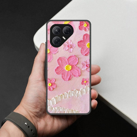 Tecno Pova 7 4G Cover - Floral Series - Design 2 - Pink - HQ Ultra Shine Premium Infinity Glass Soft Silicon Borders Case
