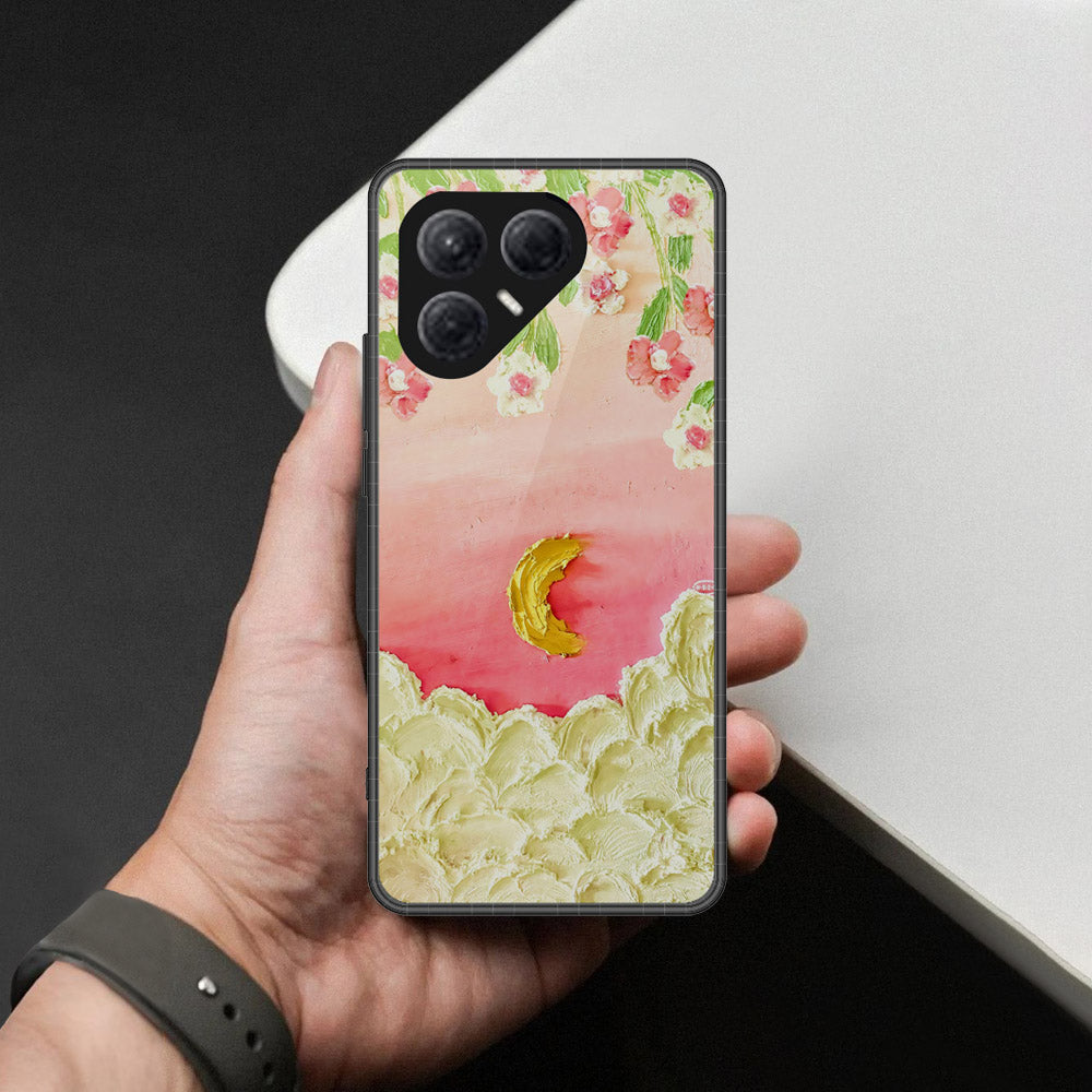 Tecno Pova 7 4G Cover - Floral Series - Design 7 - Pink & Yellow - HQ Ultra Shine Premium Infinity Glass Soft Silicon Borders Case
