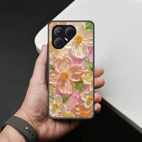 Tecno Pova 7 4G Cover - Floral Series - Design 11 - White & Green - HQ Ultra Shine Premium Infinity Glass Soft Silicon Borders Case