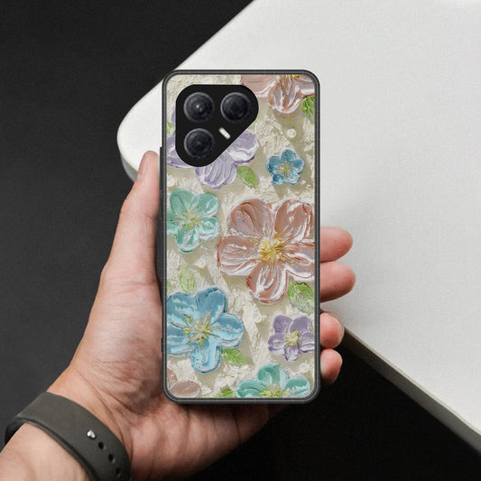 Tecno Pova 7 4G Cover - Floral Series - Design 14 - Blue & Purple - HQ Ultra Shine Premium Infinity Glass Soft Silicon Borders Case