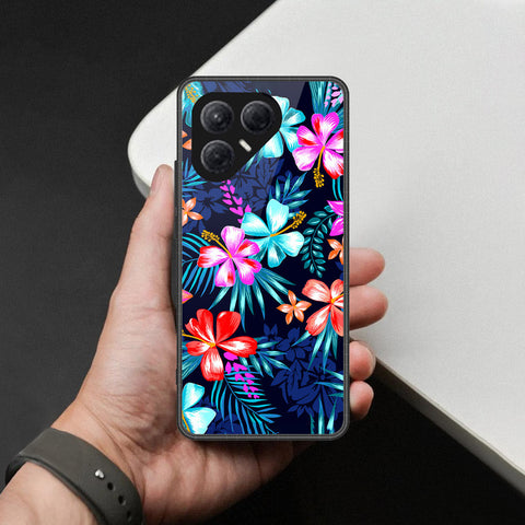 Tecno Pova 7 4G- Floral Series -HQ Ultra Shine Premium Infinity Glass Soft Silicon Borders Case
