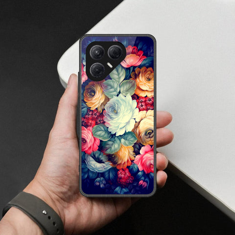 Tecno Pova 7 4G- Floral Series 2 -HQ Ultra Shine Premium Infinity Glass Soft Silicon Borders Case