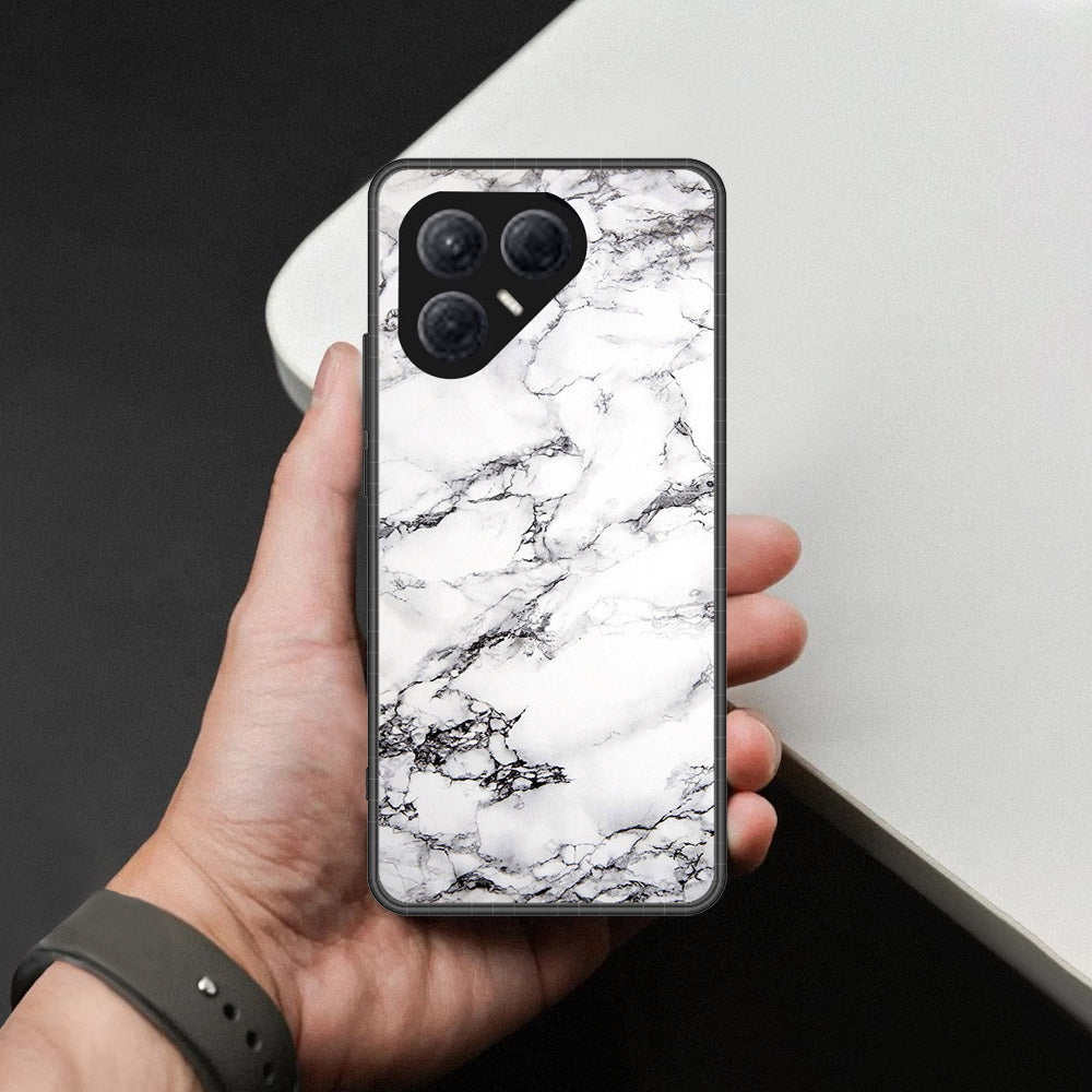 Tecno Pova 7 4G- White Marble Series -HQ Ultra Shine Premium Infinity Glass Soft Silicon Borders Case