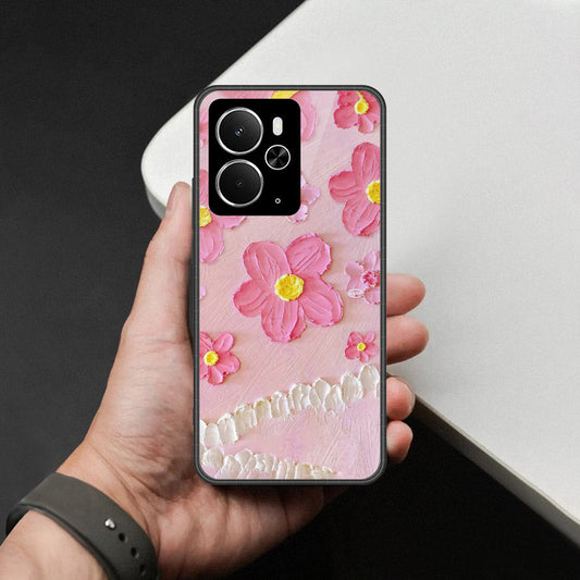 Realme 14T Cover - Floral Series - Design 2 - Pink - HQ Ultra Shine Premium Infinity Glass Soft Silicon Borders Case