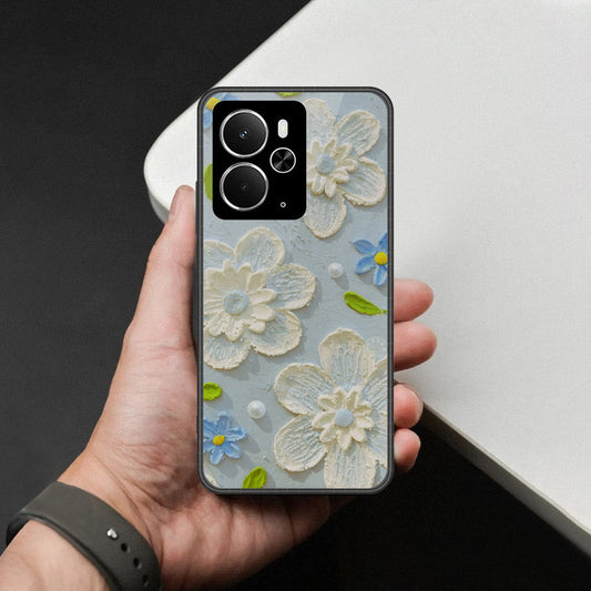Realme 14T Cover - Floral Series - Design 3 - Sky Blue - HQ Ultra Shine Premium Infinity Glass Soft Silicon Borders Case