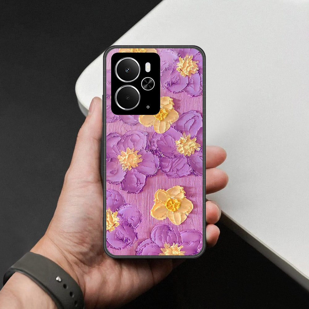 Realme 14T Cover - Floral Series - Design 8 - Purple & Yellow - HQ Ultra Shine Premium Infinity Glass Soft Silicon Borders Case