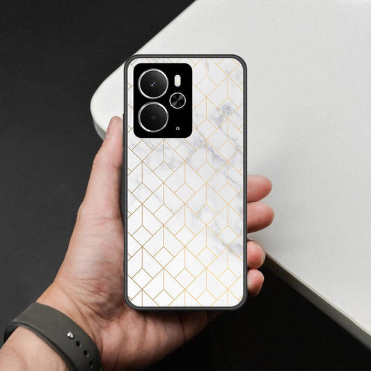 Realme 14T- White Marble Series 2 -HQ Ultra Shine Premium Infinity Glass Soft Silicon Borders Case