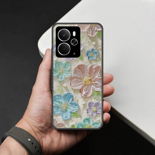 Realme 14T Cover - Floral Series - Design 14 - Blue & Purple - HQ Ultra Shine Premium Infinity Glass Soft Silicon Borders Case