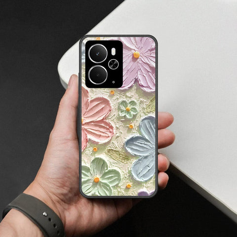 Realme 14T Cover - Floral Series - Design 15 - Blue & Green - HQ Ultra Shine Premium Infinity Glass Soft Silicon Borders Case