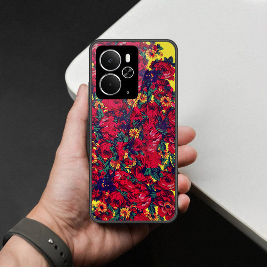 Realme 14T- Floral Series -HQ Ultra Shine Premium Infinity Glass Soft Silicon Borders Case
