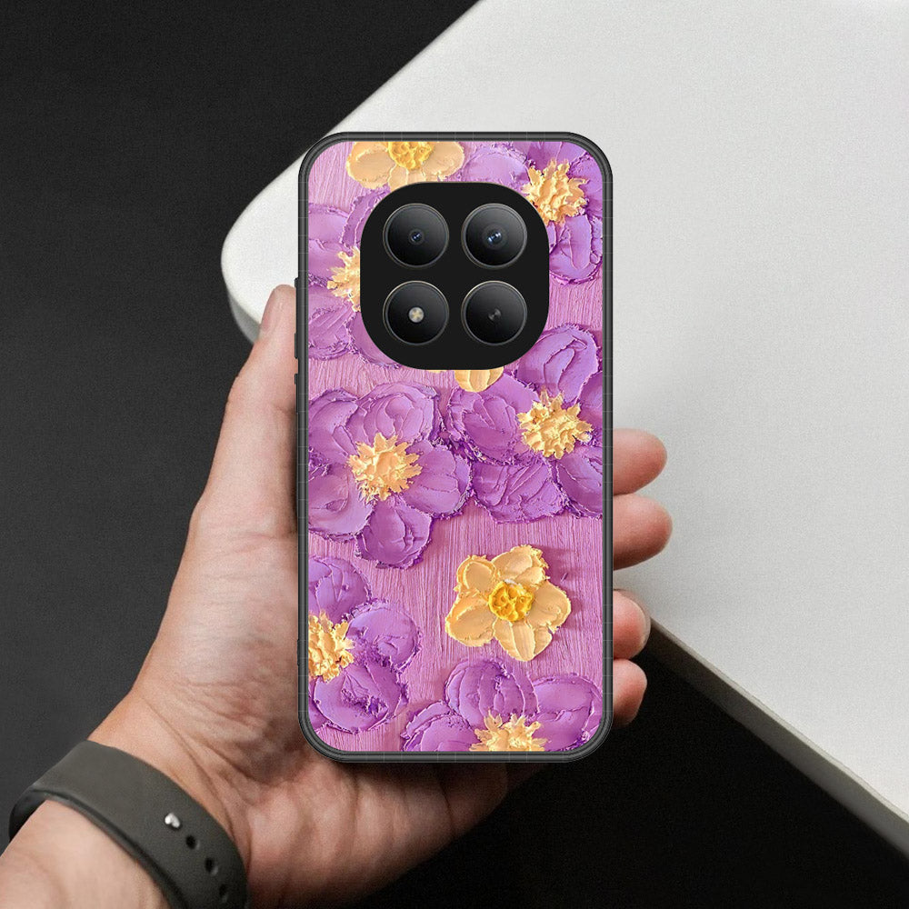 Xiaomi Redmi Note 15 Pro Plus Cover - Floral Series - Design 8 - Purple & Yellow - HQ Ultra Shine Premium Infinity Glass Soft Silicon Borders Case