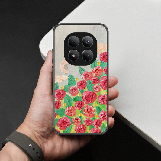 Xiaomi Redmi Note 15 Pro Plus Cover - Floral Series - Design 10 - Red & Green - HQ Ultra Shine Premium Infinity Glass Soft Silicon Borders Case