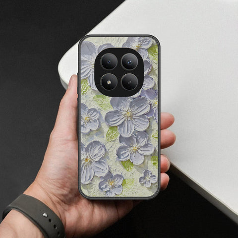 Xiaomi Redmi Note 15 Pro Plus Cover - Floral Series - Design 12 - Grey & Green - HQ Ultra Shine Premium Infinity Glass Soft Silicon Borders Case