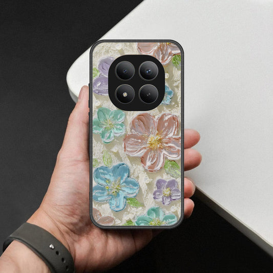 Xiaomi Redmi Note 15 Pro Plus Cover - Floral Series - Design 14 - Blue & Purple - HQ Ultra Shine Premium Infinity Glass Soft Silicon Borders Case