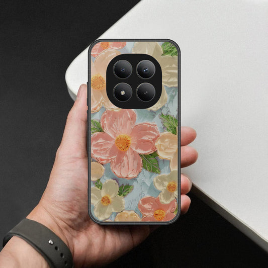 Xiaomi Redmi Note 15 Pro Plus Cover - Floral Series - Design 16 - Cyan & Pink - HQ Ultra Shine Premium Infinity Glass Soft Silicon Borders Case