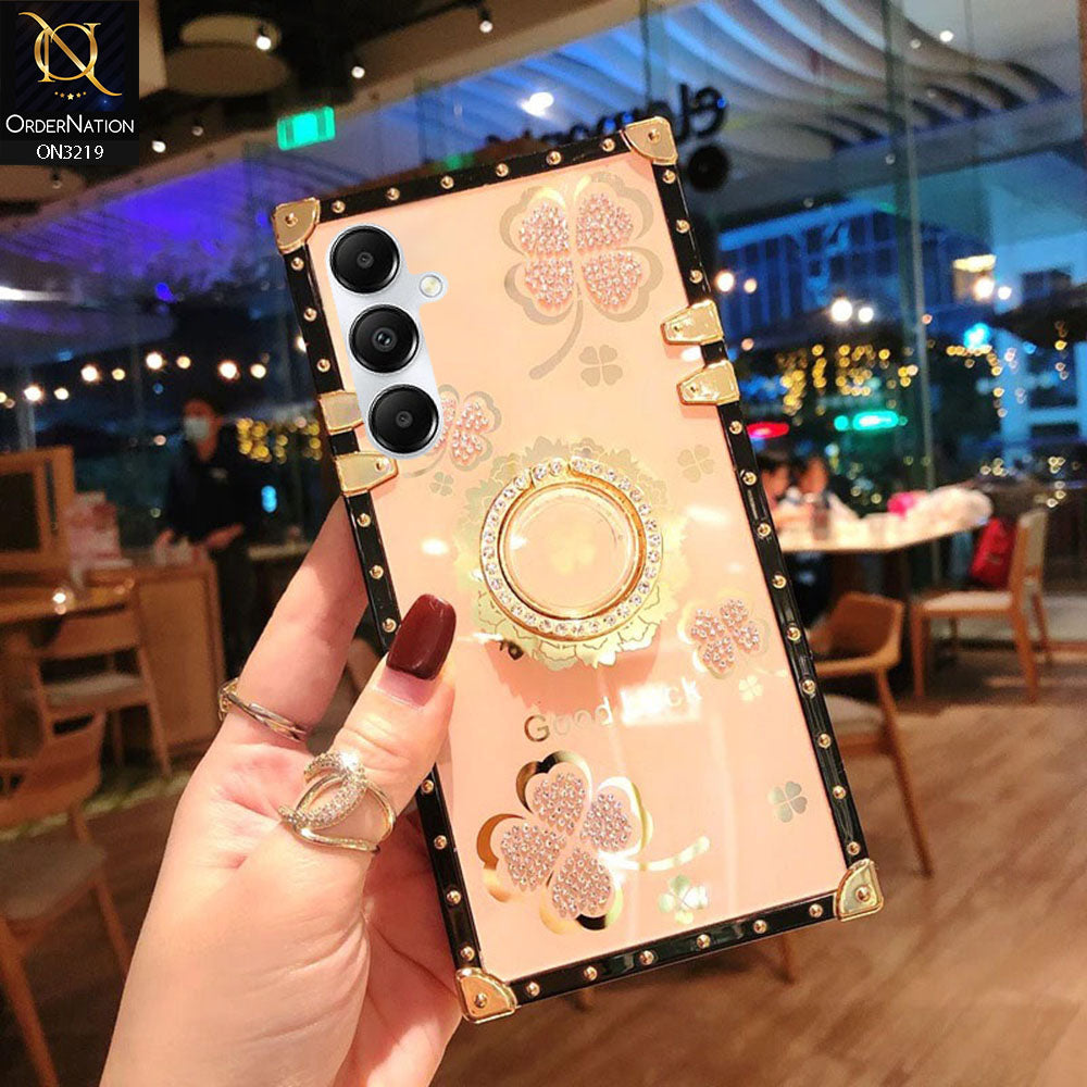 Samsung Galaxy A14 5G Cover - Golden - Square Bling Diamond Glitter Soft TPU Trunk Case with Ring Holder