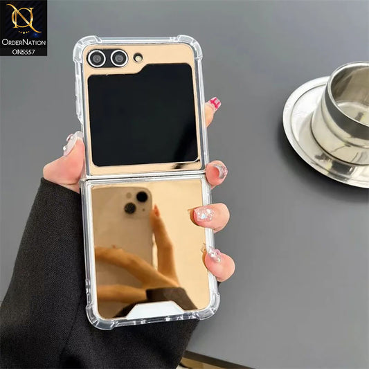 Samsung Galaxy Z Flip 5 5G Cover - Golden - Elegant Ultra Thin Mirror Shockproof Mirror Case