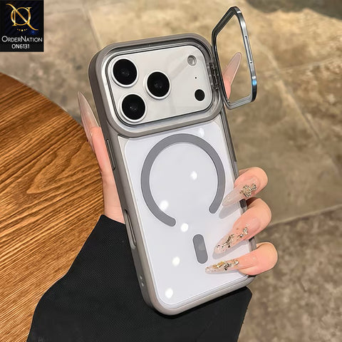 iPhone 17 Pro Max Cover - Gray - Premium Magnetic Transparent Phone Case with Built-in Camera Lens Protector