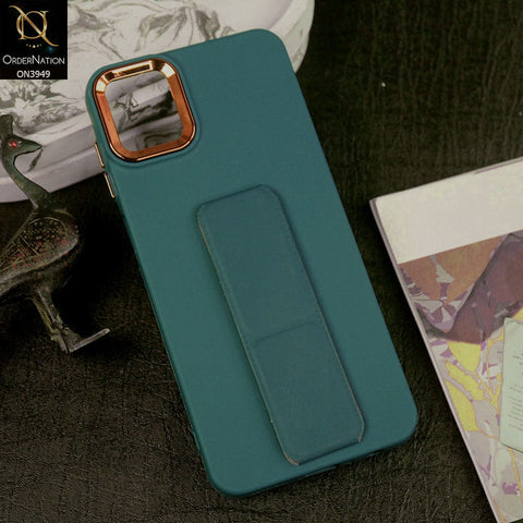 Samsung Galaxy A04 Cover - Green - All New Colored Soft Silicone Case With Protective Mobile Stand and Electroplating camera Ring