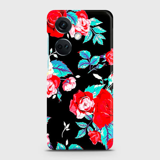 OnePlus Nord CE3 Cover - Luxury Vintage Red Flowers Printed Hard Case with Life Time Colors Guarantee