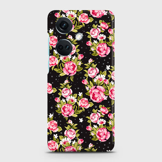 OnePlus Nord CE3 Cover - Trendy Pink Rose Vintage Flowers Printed Hard Case with Life Time Colors Guarantee