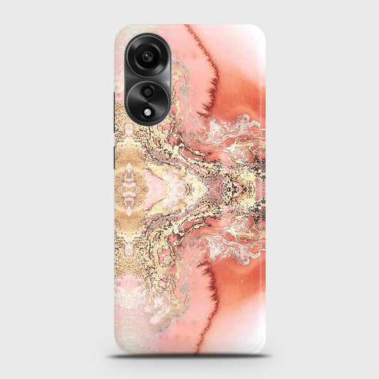 Oppo A58 4G Cover - Trendy Chic Rose Gold Marble Printed Hard Case with Life Time Colors Guarantee (Fast Delivery)