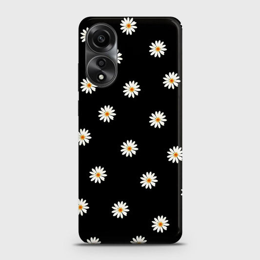 Oppo A58 4G Cover - White Bloom Flowers with Black Background Printed Hard Case with Life Time Colors Guarantee