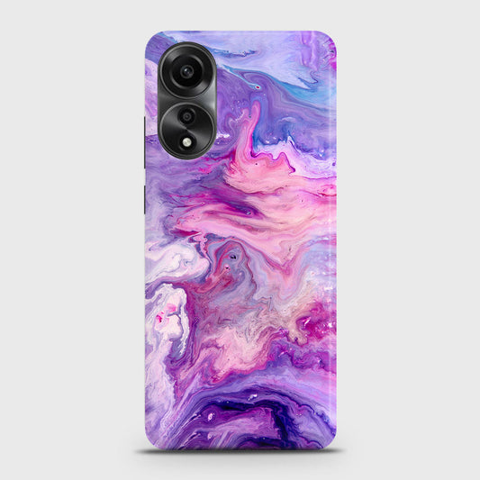 Oppo A58 4G Cover - Chic Blue Liquid Marble Printed Hard Case with Life Time Colors Guarantee