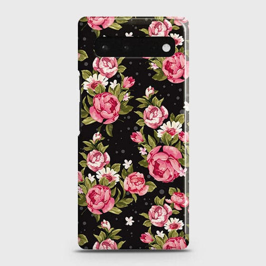 Google Pixel 6 Cover - Trendy Pink Rose Vintage Flowers Printed Hard Case with Life Time Colors Guarantee (Fast Delivery)