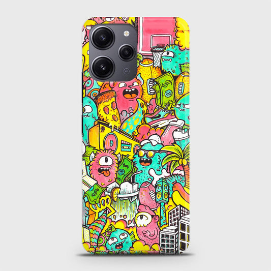 Xiaomi Redmi 12 Cover - Candy Colors Trendy Sticker Collage Printed Hard Case with Life Time Colors Guarantee