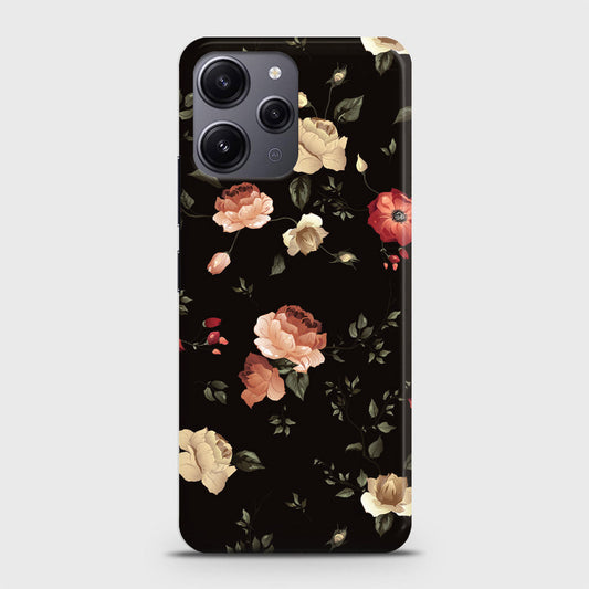 Xiaomi Redmi 12 Cover - Dark Rose Vintage Flowers Printed Hard Case with Life Time Colors Guarantee