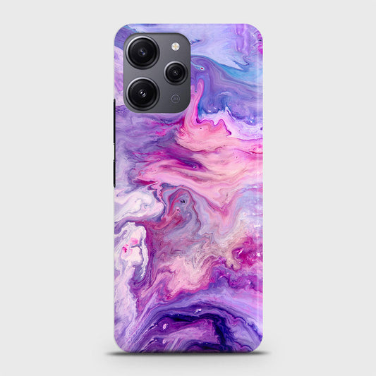 Xiaomi Redmi 12 Cover - Chic Blue Liquid Marble Printed Hard Case with Life Time Colors Guarantee