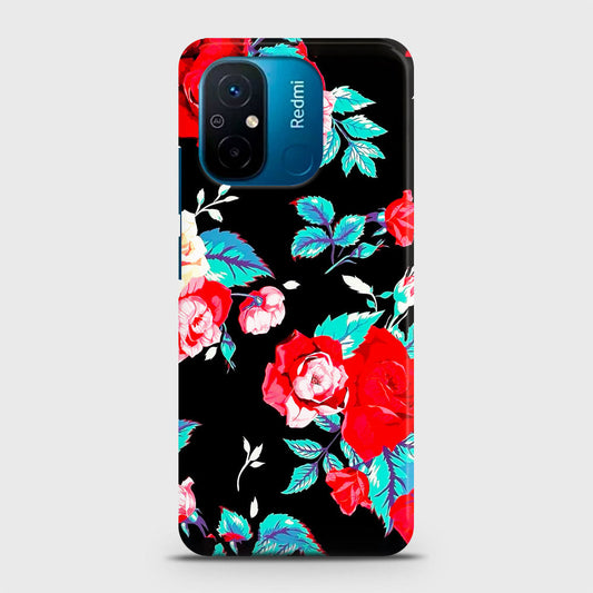 Xiaomi Poco C55 Cover - Luxury Vintage Red Flowers Printed Hard Case with Life Time Colors Guarantee