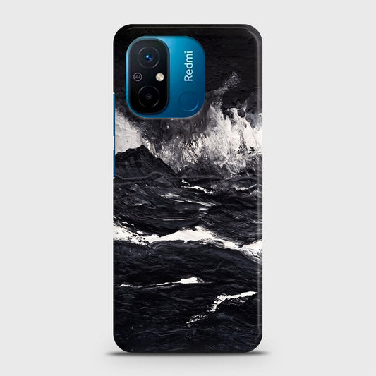 Xiaomi Poco C55 Cover - Black Ocean Marble Trendy Printed Hard Case with Life Time Colors Guarantee