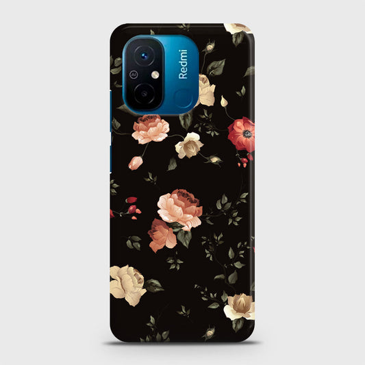 Xiaomi Poco C55 Cover - Dark Rose Vintage Flowers Printed Hard Case with Life Time Colors Guarantee