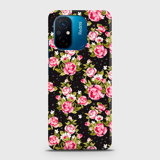 Xiaomi Poco C55 Cover - Trendy Pink Rose Vintage Flowers Printed Hard Case with Life Time Colors Guarantee