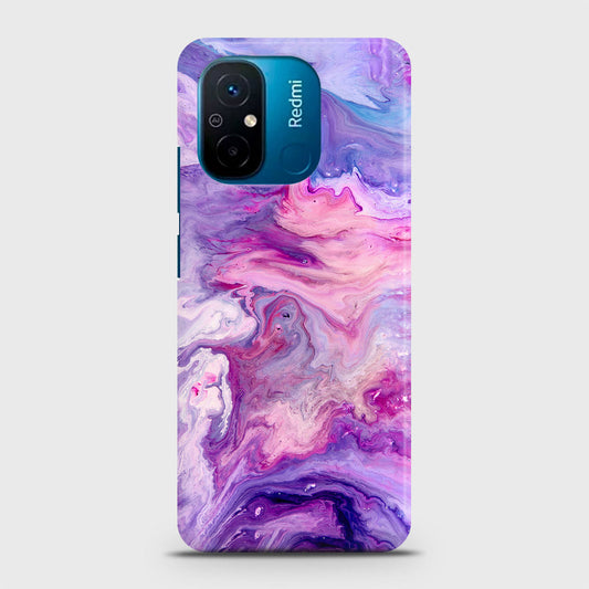 Xiaomi Poco C55 Cover - Chic Blue Liquid Marble Printed Hard Case with Life Time Colors Guarantee
