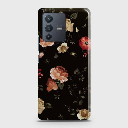 Vivo V23 5G Cover - Matte Finish - Dark Rose Vintage Flowers Printed Hard Case with Life Time Colors Guarantee (Fast Delivery)