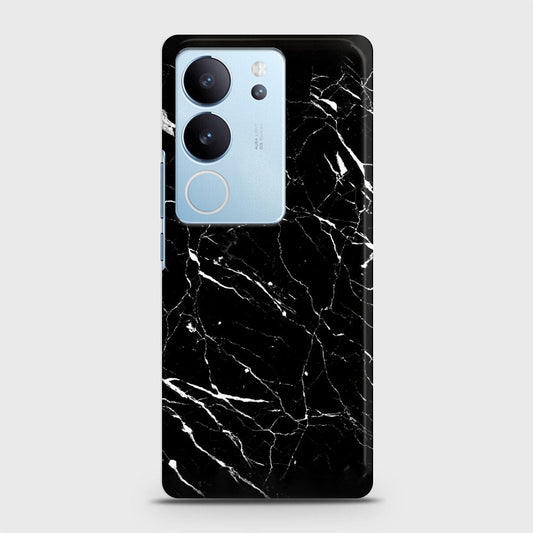 Vivo V29 Cover - Trendy Black Marble Printed Hard Case with Life Time Colors Guarantee