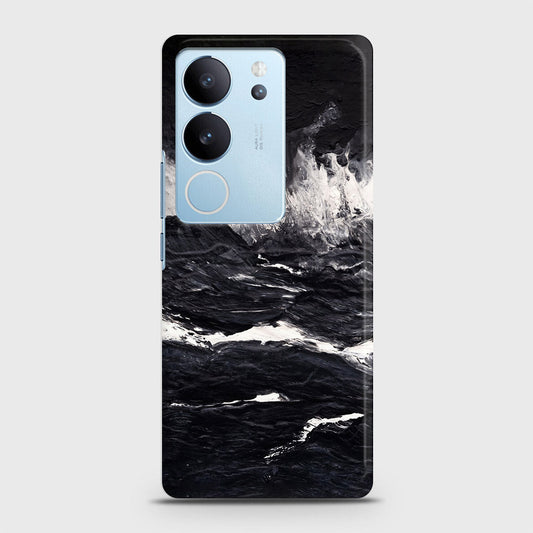 Vivo V29 Cover - Black Ocean Marble Trendy Printed Hard Case with Life Time Colors Guarantee