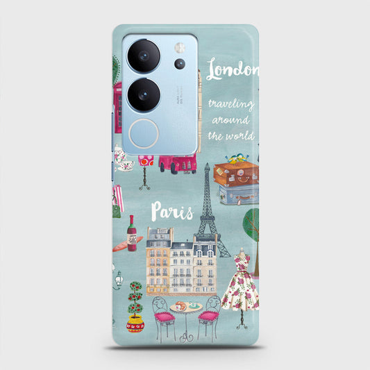 Vivo V29 Cover - London, Paris, New York ModernPrinted Hard Case with Life Time Colors Guarantee