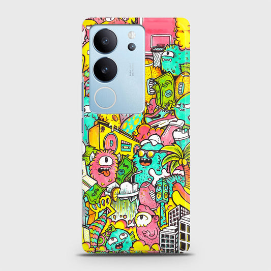 Vivo V29 Pro Cover - Candy Colors Trendy Sticker Collage Printed Hard Case with Life Time Colors Guarantee