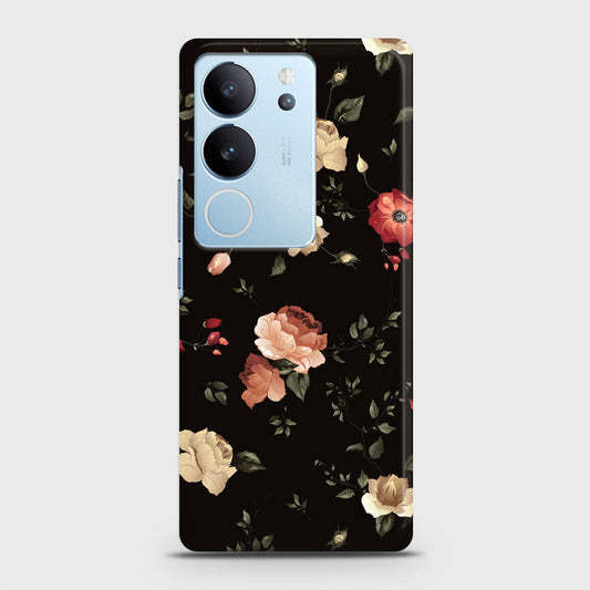 Vivo V29 Pro Cover - Dark Rose Vintage Flowers Printed Hard Case with Life Time Colors Guarantee