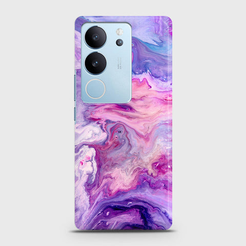 Vivo S17 Cover - Chic Blue Liquid Marble Printed Hard Case with Life Time Colors Guarantee