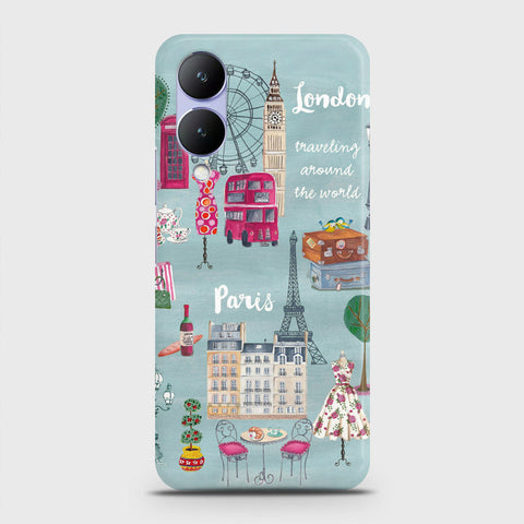 Vivo Y17s Cover - London, Paris, New York ModernPrinted Hard Case with Life Time Colors Guarantee