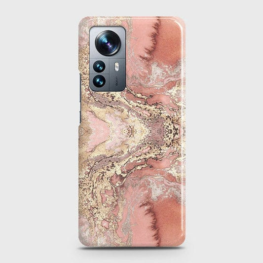 Xiaomi 12 Cover - Trendy Chic Rose Gold Marble Printed Hard Case with Life Time Colors Guarantee (Fast Delivery)