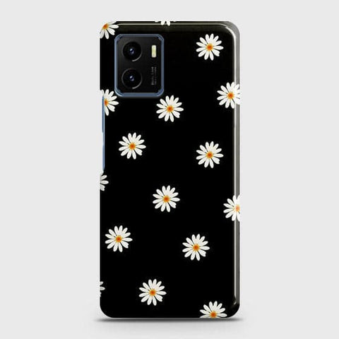 Vivo Y15s Cover - White Bloom Flowers with Black Background Printed Hard Case with Life Time Colors Guarantee B74 ( Fast Delivery )
